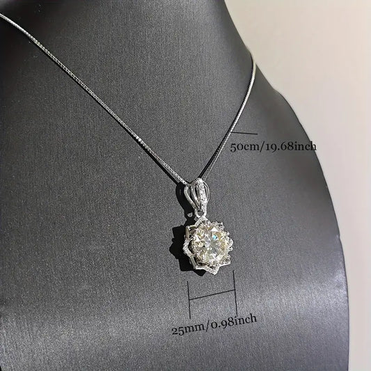 1pc Elegant Boho Style 925 Sterling Silver Pendant Necklace