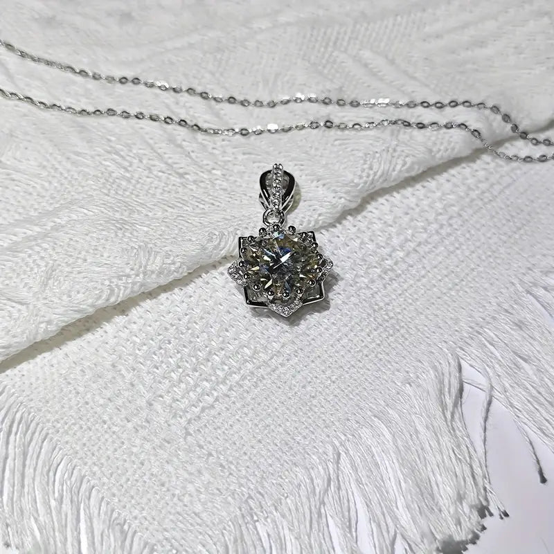 1pc Elegant Boho Style 925 Sterling Silver Pendant Necklace