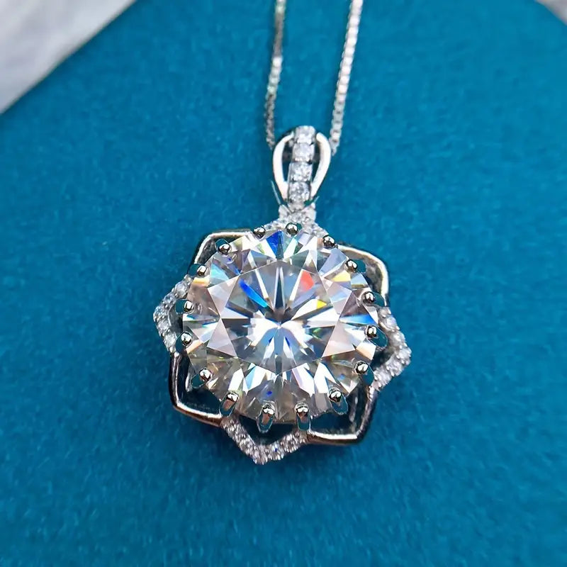 BRILLAR S925 Silver 5CT Moissanite Pendant Necklace