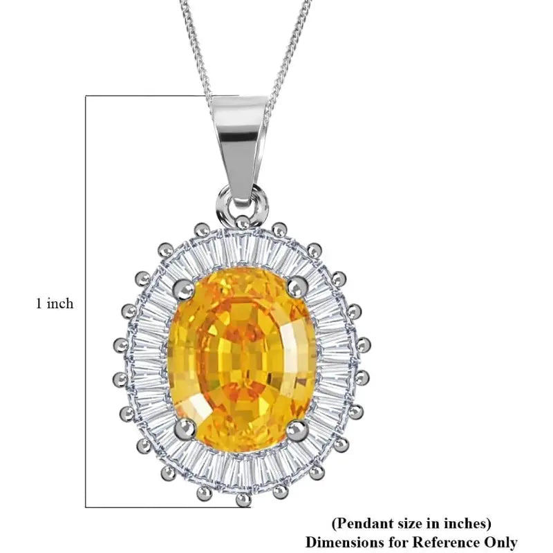 1pc 925 Sterling Silver Pendant with 2ct Yellow Oval Moissanite